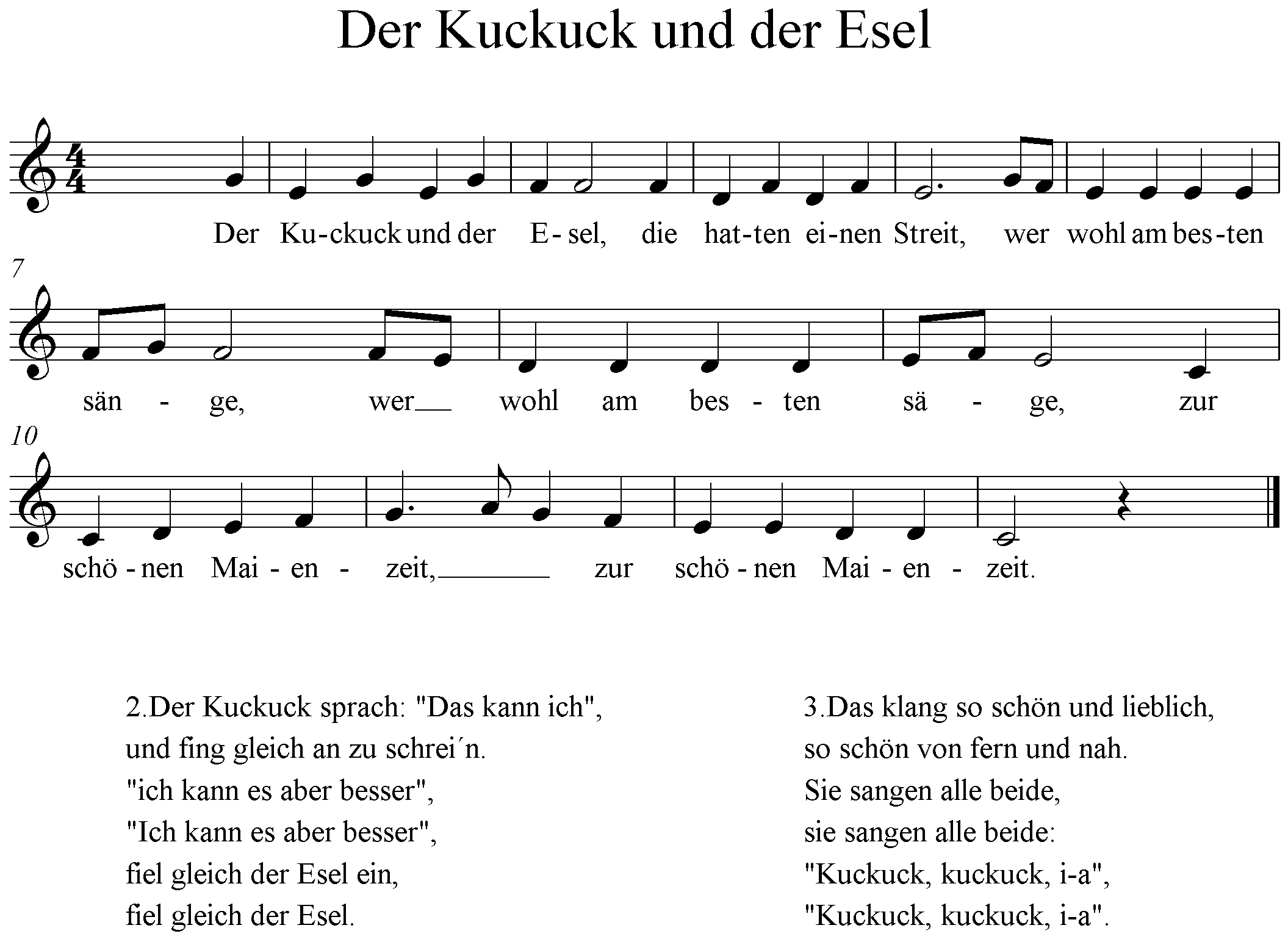 Noten Der Kuckuck und der Esel